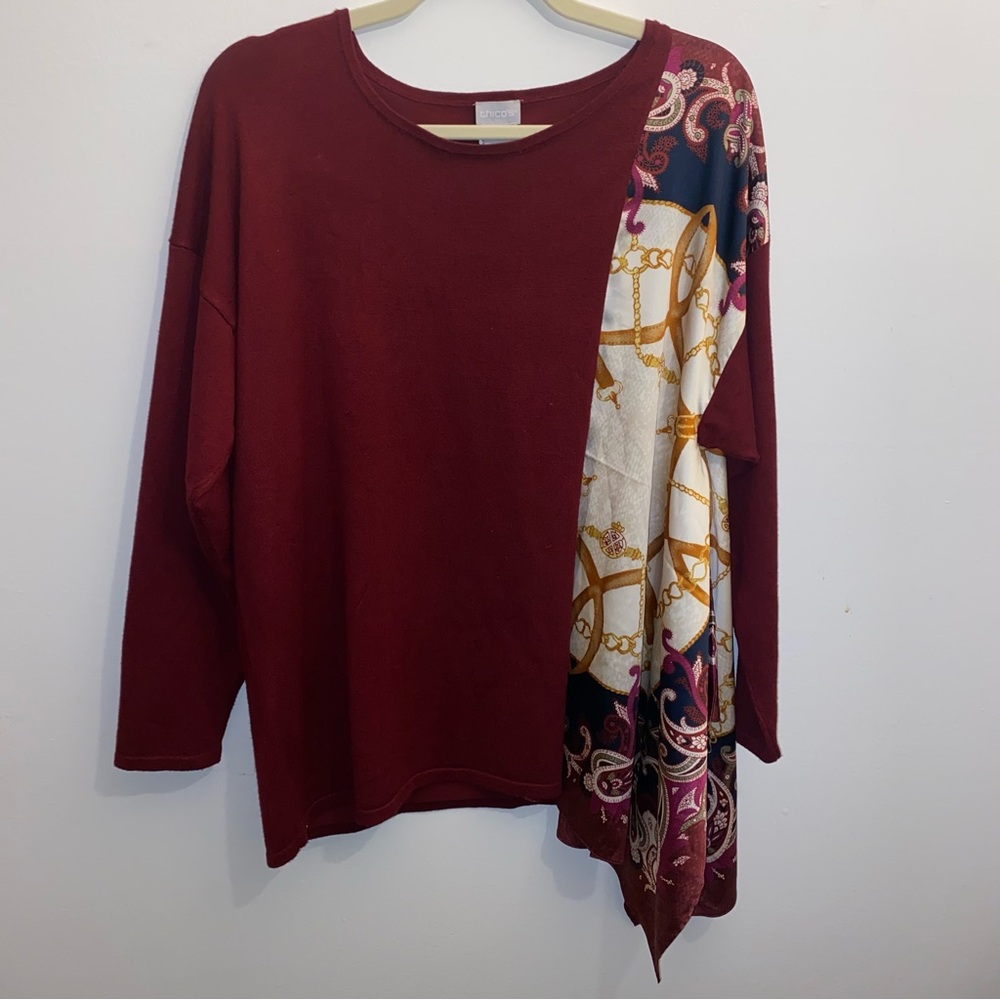 CHICOS Women's blouse with burgundy print